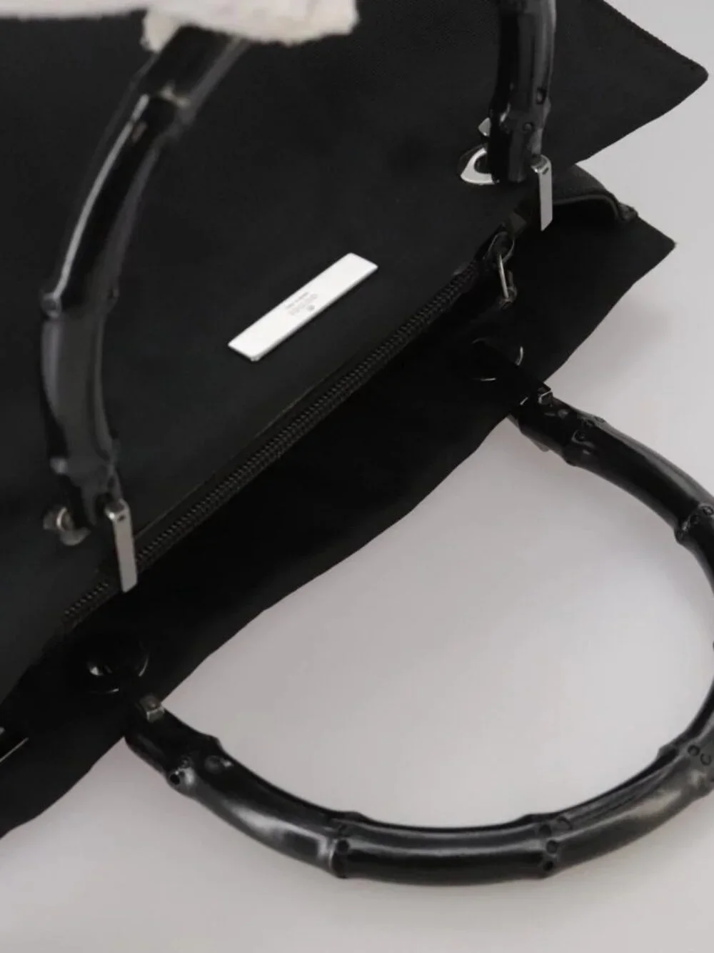GUCCI Bamboo Hand Bag Nylon Black 002 1016 Auth ep7046